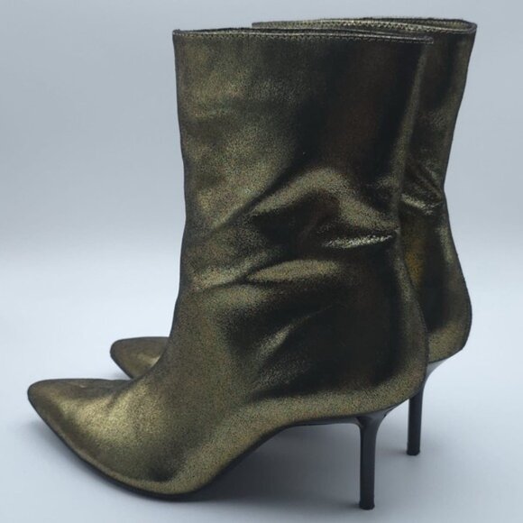 ZARA METALLIC Size 6 Thin Heel‎ Ankle Boots Gold Size 36 3143/010 - Picture 7 of 12